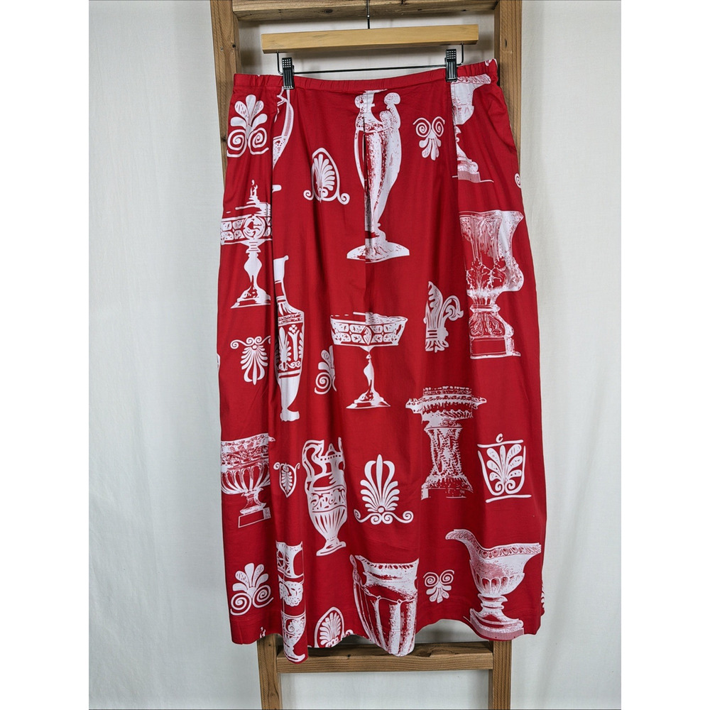 NWT Soft Surroundings Red With White Pattern Long Skirt #1385 Size XL tall - Picture 3 of 4